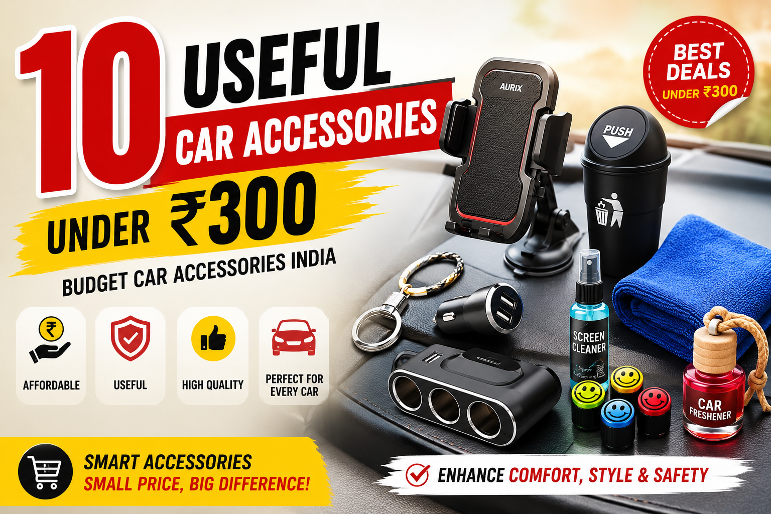 10 Useful Car Accessories Under ₹300 | Budget Car Accessories India