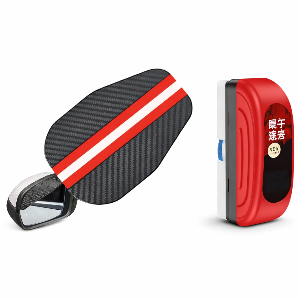 2PC Car Mirror Rain Protector & Oil Film Brush Combo