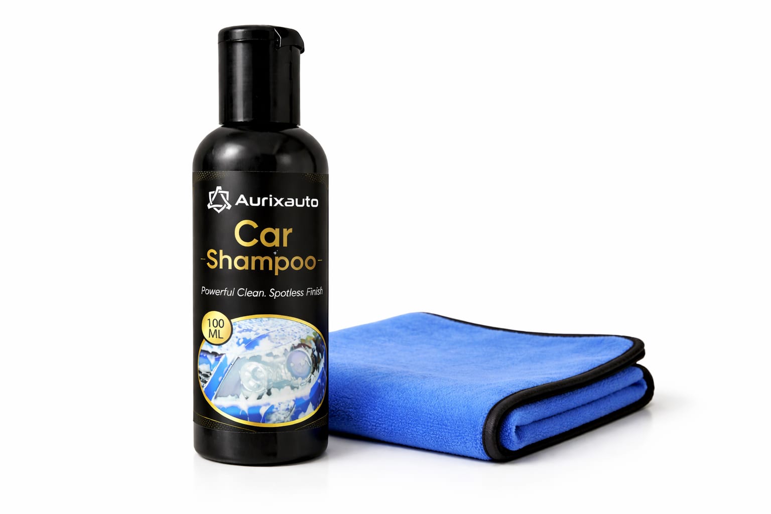 Car Shampoo 100ml & Microfiber Cloth 600 GSM Combo
