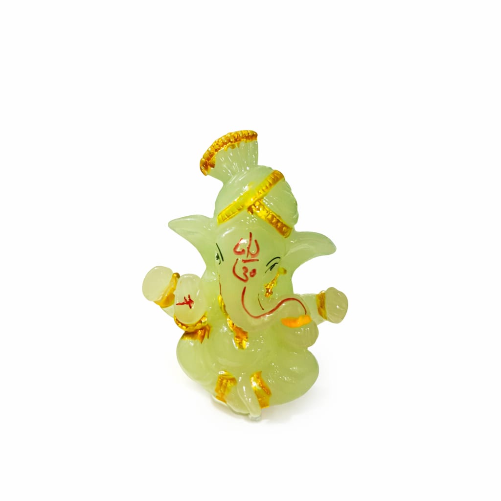 Radium Glow Ganpati Statue for Car Dashboard