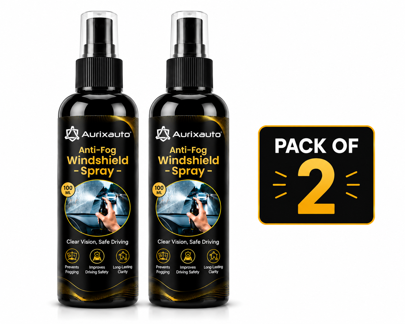 Antifog Windshield Spray 100ml pack of 2