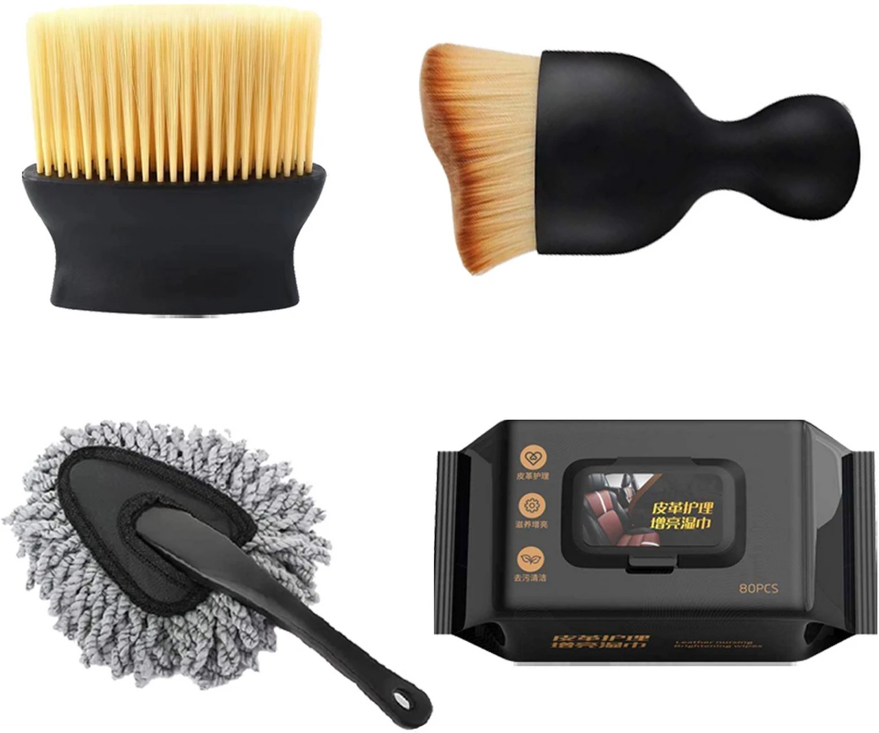 Aurixauto Small Duster + Small Brush + Broad Brush + Dashboard Wipes