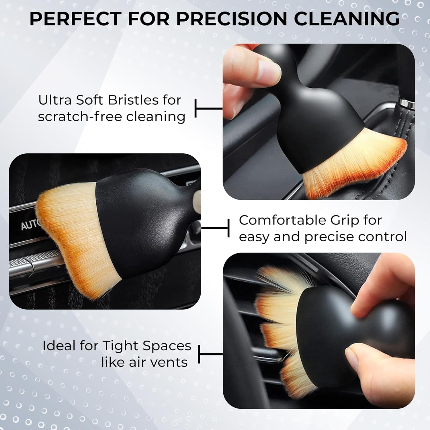 Aurixauto Sunvisor Tissue Holder + Broad Brush + Small Brush + 2 Microfiber Cloth 600 GSM