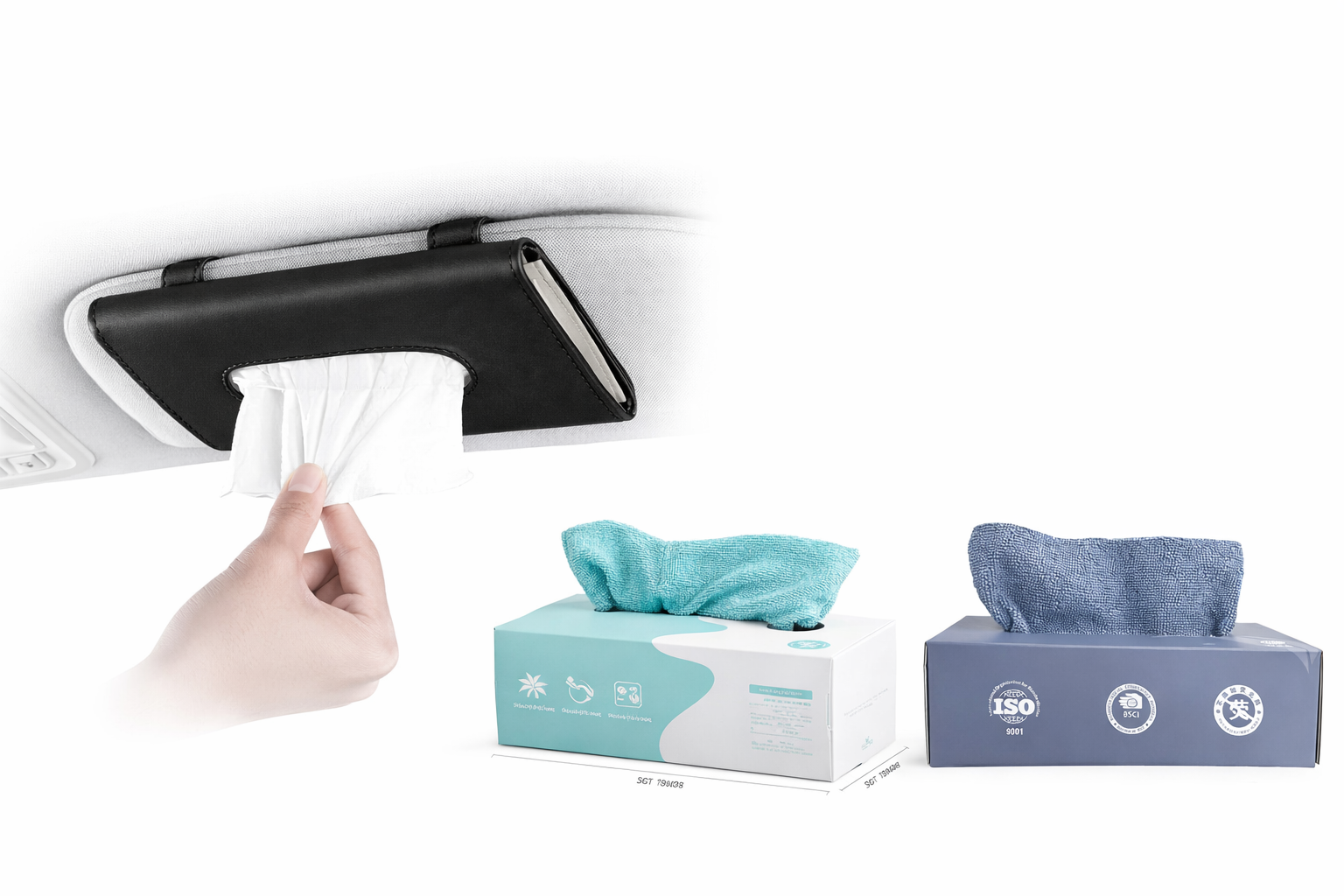 Microfiber Box & Car Tissue Holder for Sun Visor