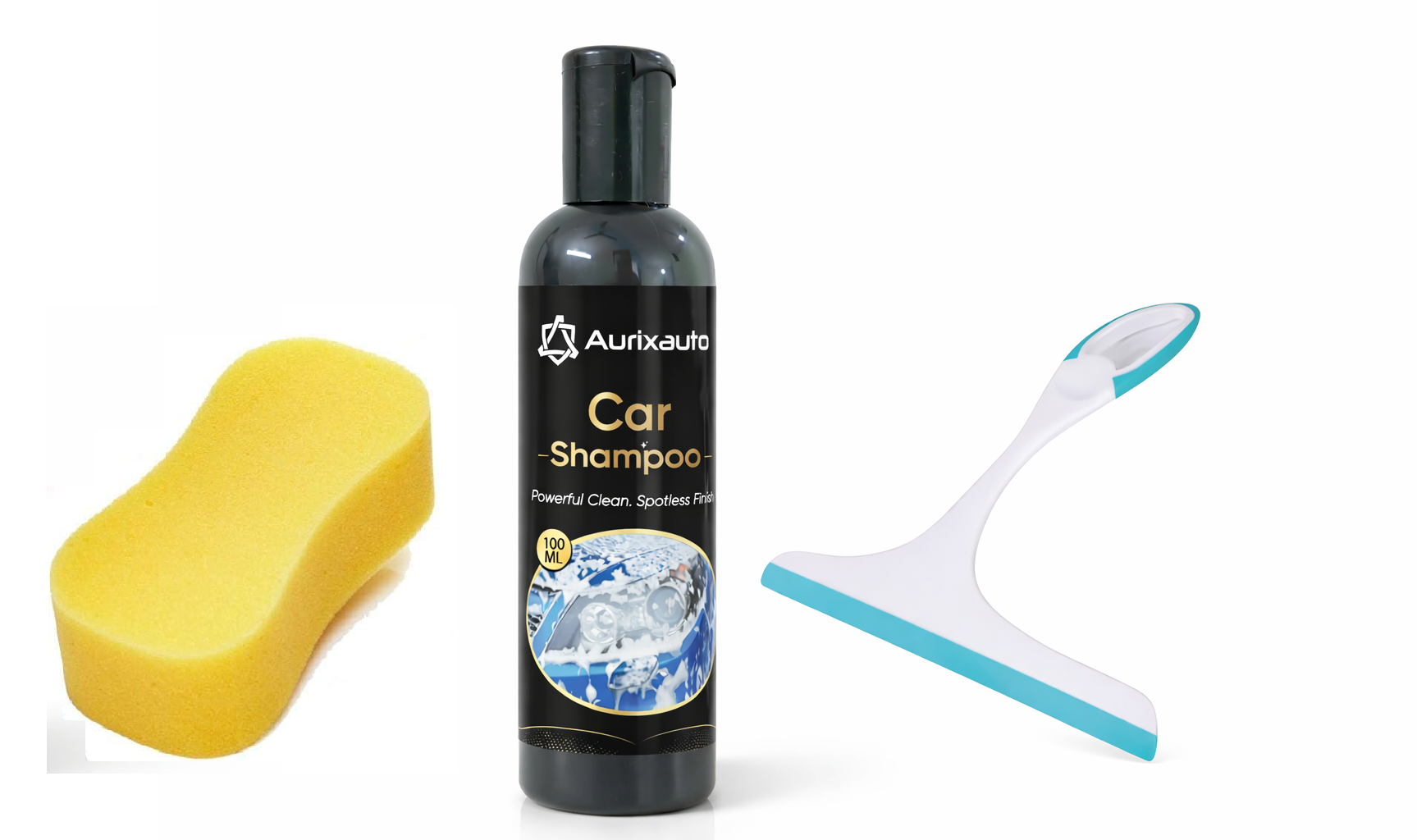 Car Wiper & Car Shampoo 100ML & Wash Sponge