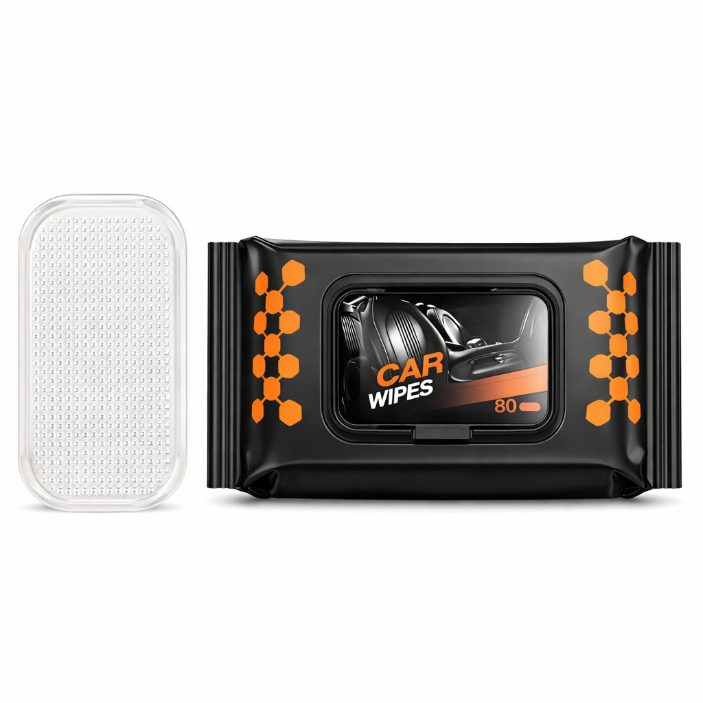 Anti-Slip Car Dashboard Mat – Transparent Silicone Gel & Dashboard Scratch Remover Wipes Combo