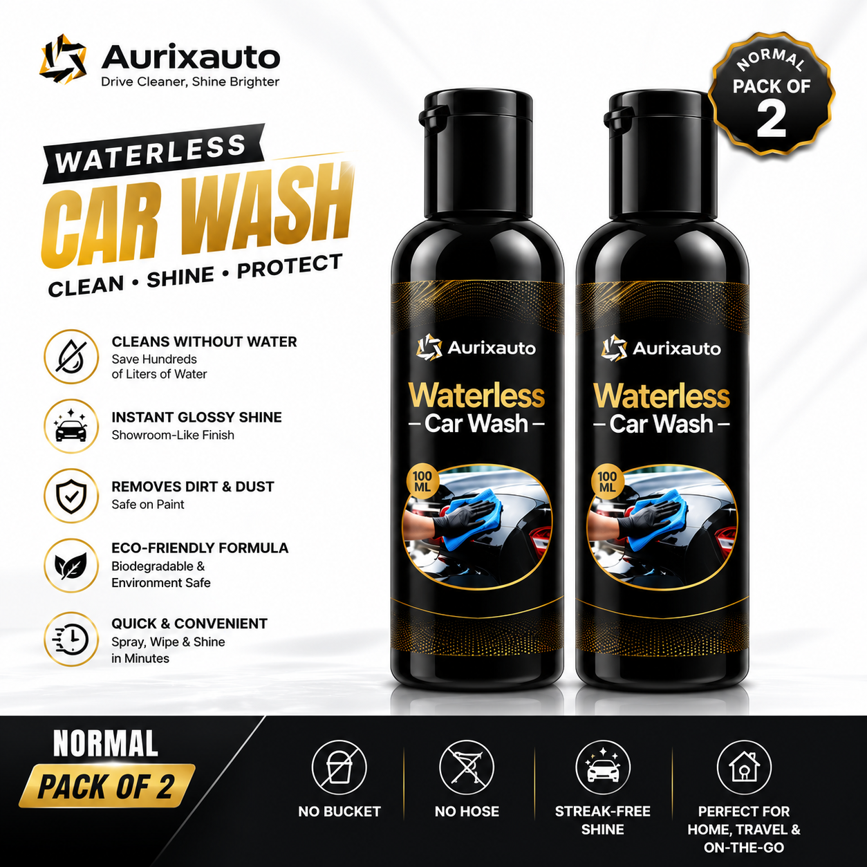 Waterless car wash 100ml - Pack of 2