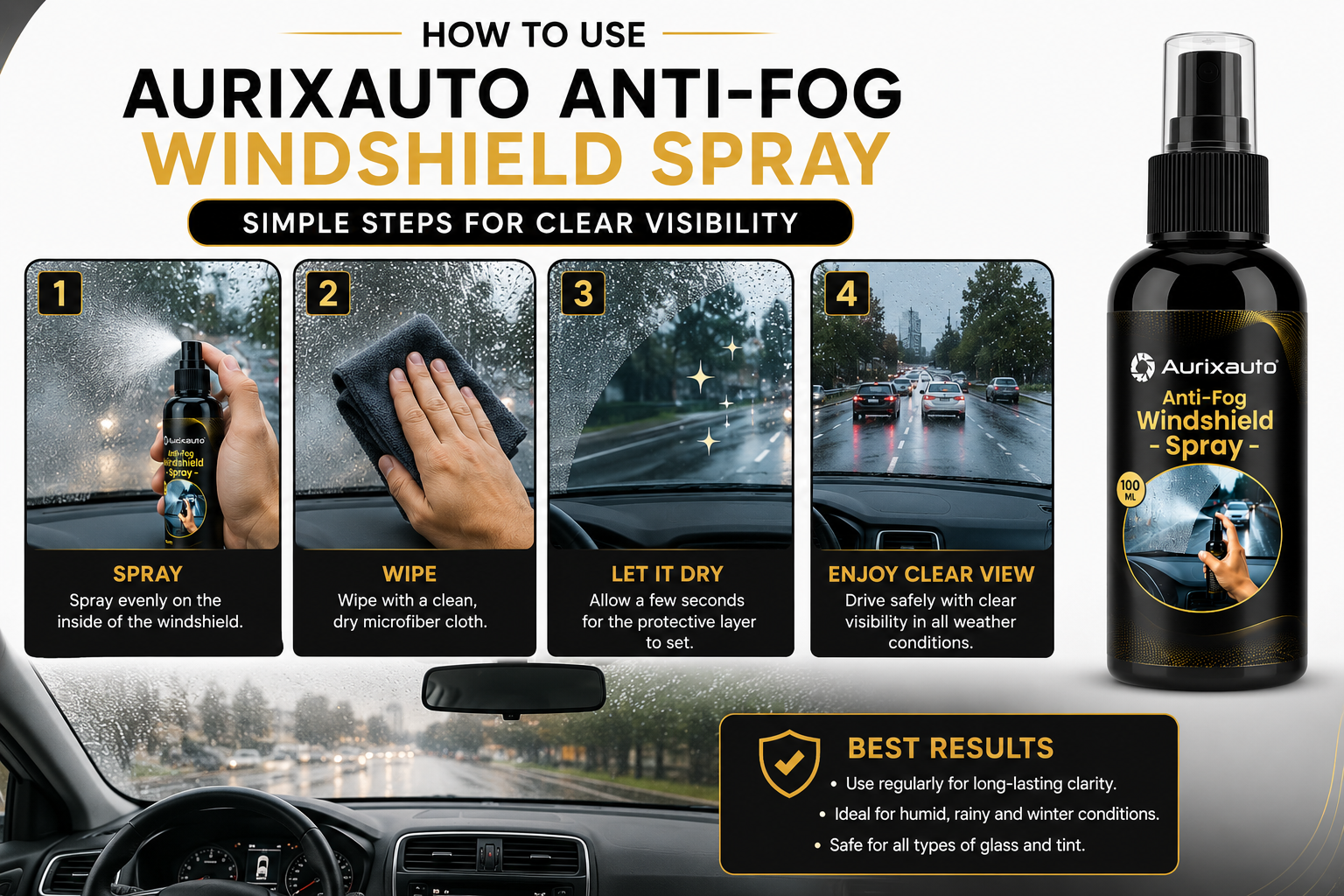 Antifog Windshield Spray 100ml pack of 1 image 3