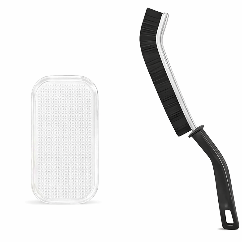 Anti-Slip Car Dashboard Mat – Transparent Silicone Gel & Gap Cleaning Slim Brush Combo
