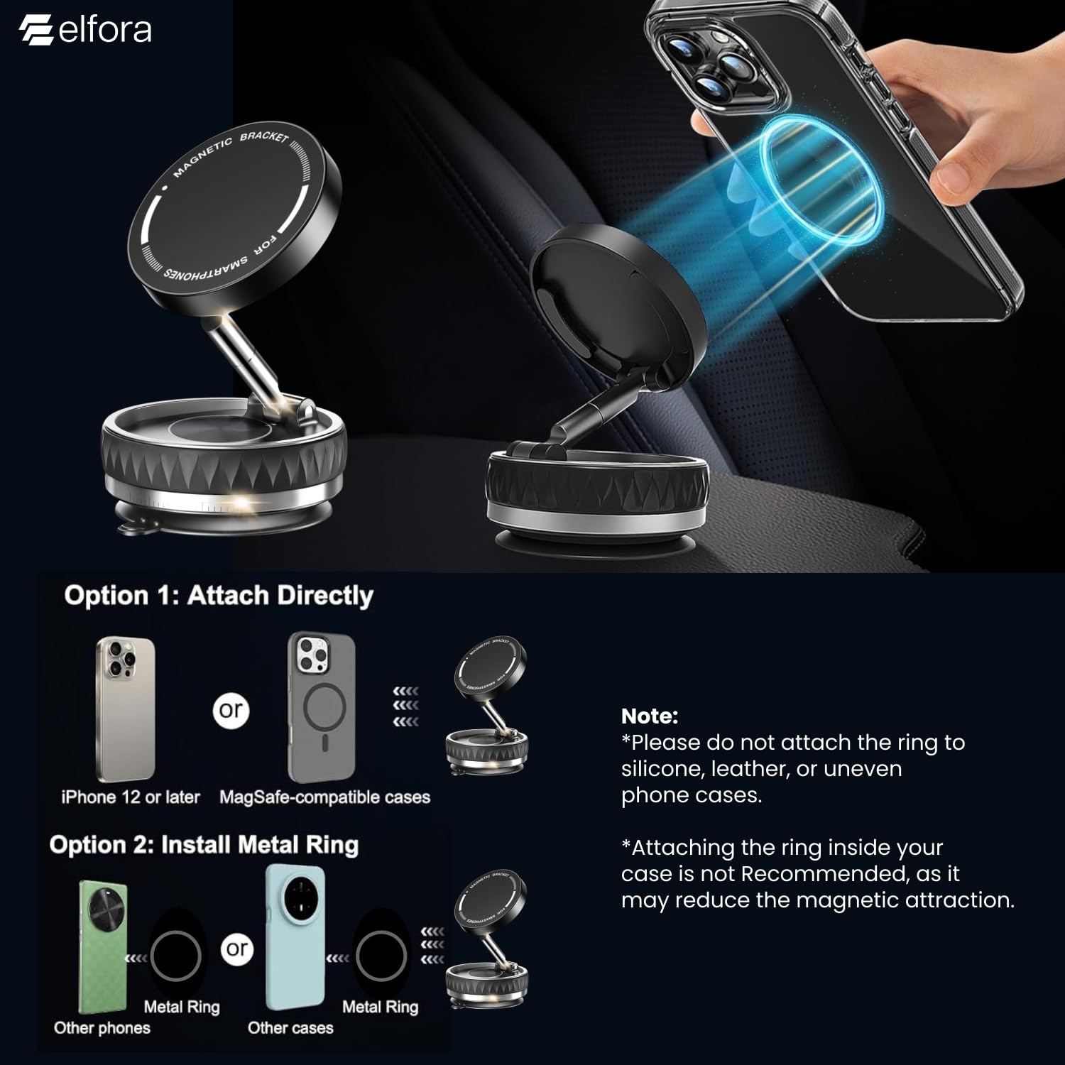 Aurixauto_360° Magnetic Car Dashboard Phone Holder _Pack of 1