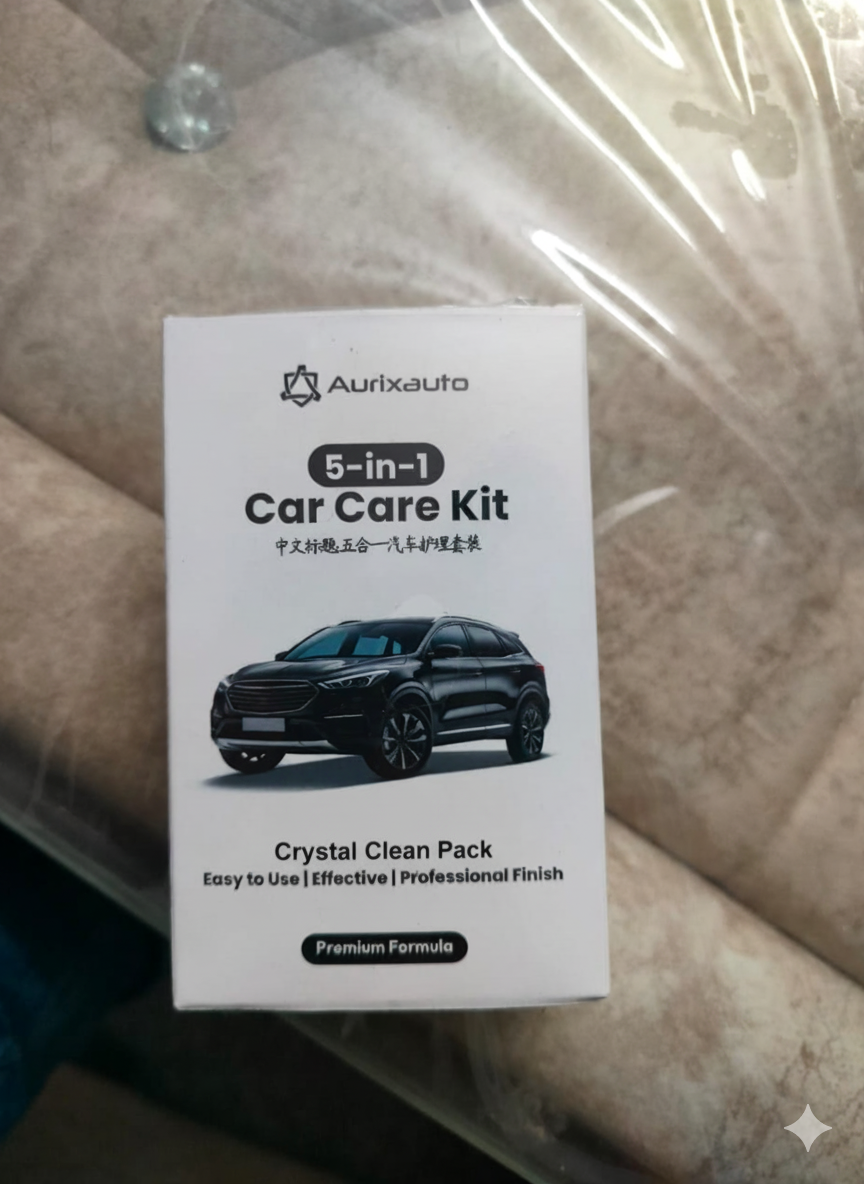 Crystal Clean Pack - 2 Car Shampoo + 1 Scratch Remover + 1 Leather Wax + 1 Dashboard Polish