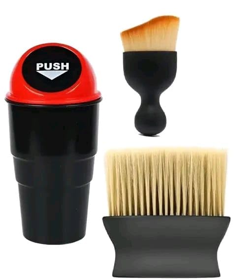 Aurixauto Car Dustbin, Small Brush & Broad Brush Combo