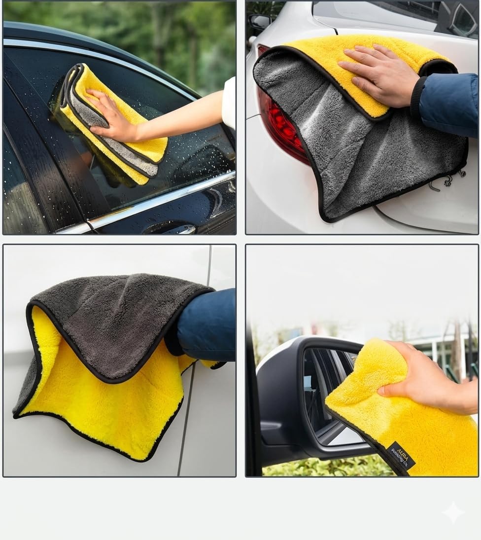 Rain Repellent 100ml, Hardwater stain remover 100ml, Anti fog spray 100ml, Waterless car wash 100ml with 600 GSM Microfiber cloth image 2
